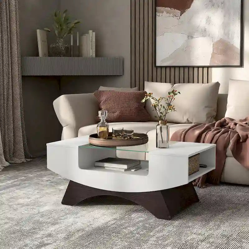 Angelic Contemporary Storage Coffee Table with Glass Insert by Furniture of America 16