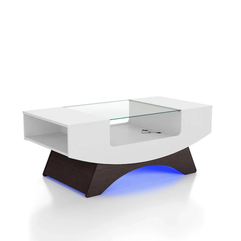 Angelic Contemporary Storage Coffee Table with Glass Insert by Furniture of America 17