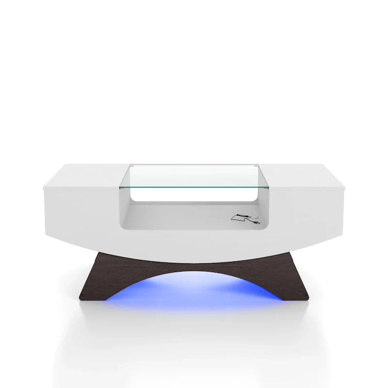 Angelic Contemporary Storage Coffee Table with Glass Insert by Furniture of America 18