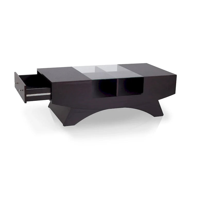 Angelic Contemporary Storage Coffee Table with Glass Insert by Furniture of America 25