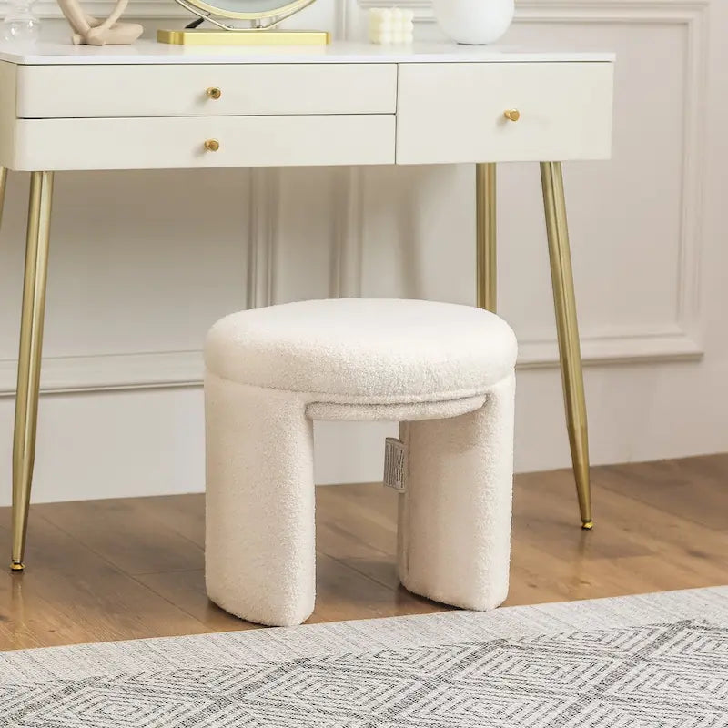 Adeco Small Teddy Ottoman - Low Vanity Foot Stool 16