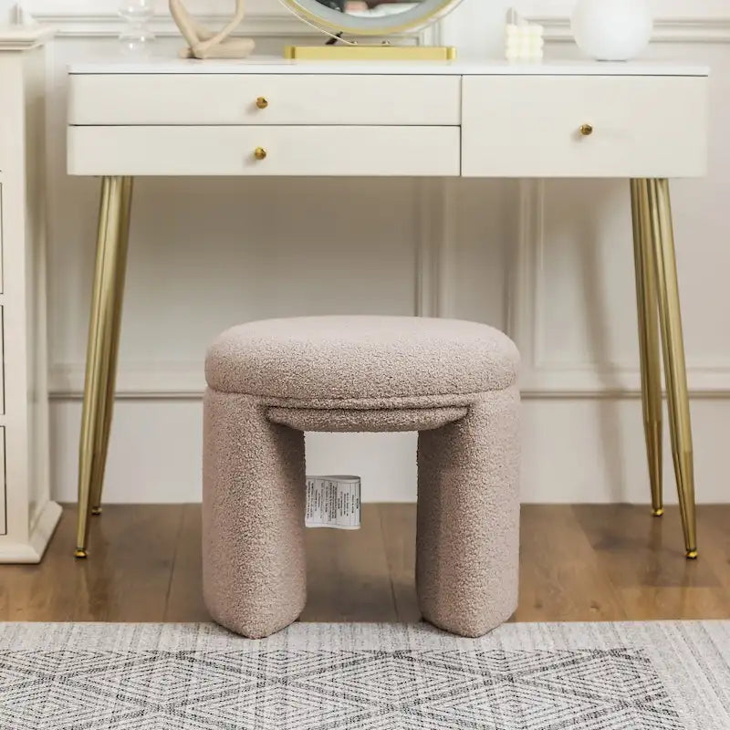 Adeco Small Teddy Ottoman - Low Vanity Foot Stool 17