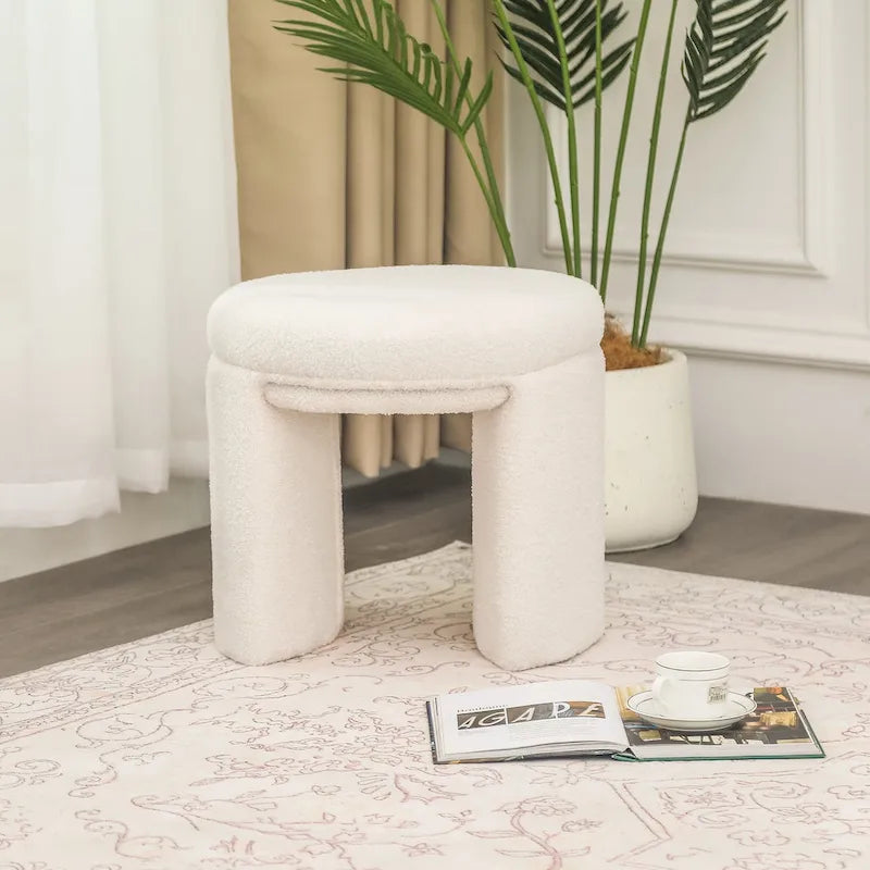 Adeco Small Teddy Ottoman - Low Vanity Foot Stool 4