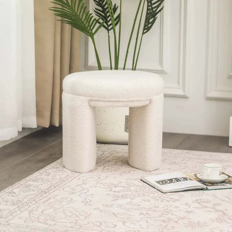 Adeco Small Teddy Ottoman - Low Vanity Foot Stool 6