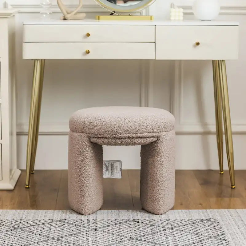 Adeco Small Teddy Ottoman - Low Vanity Foot Stool 9
