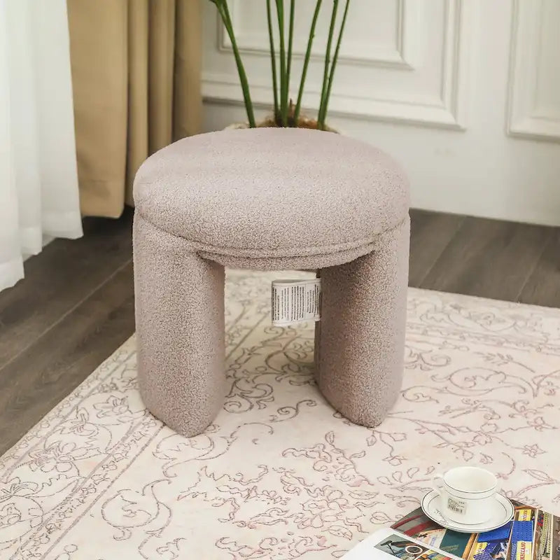 Adeco Small Teddy Ottoman - Low Vanity Foot Stool 12