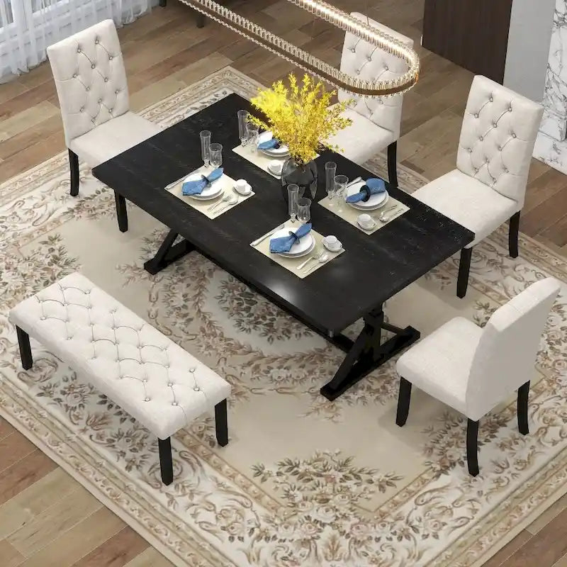 6-Piece Rustic Farmhouse Dining Set 16