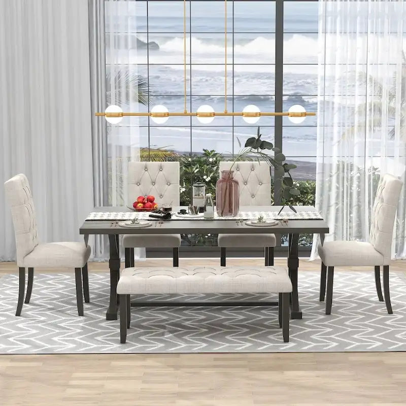 6-Piece Rustic Farmhouse Dining Set 18
