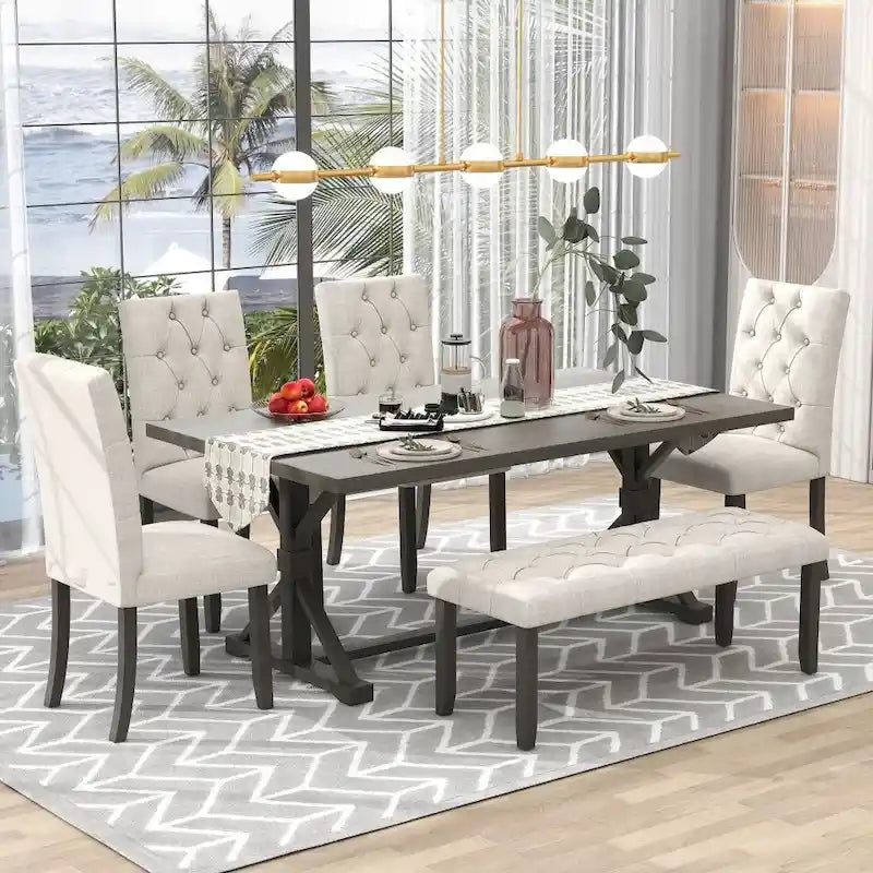 6-Piece Rustic Farmhouse Dining Set 1