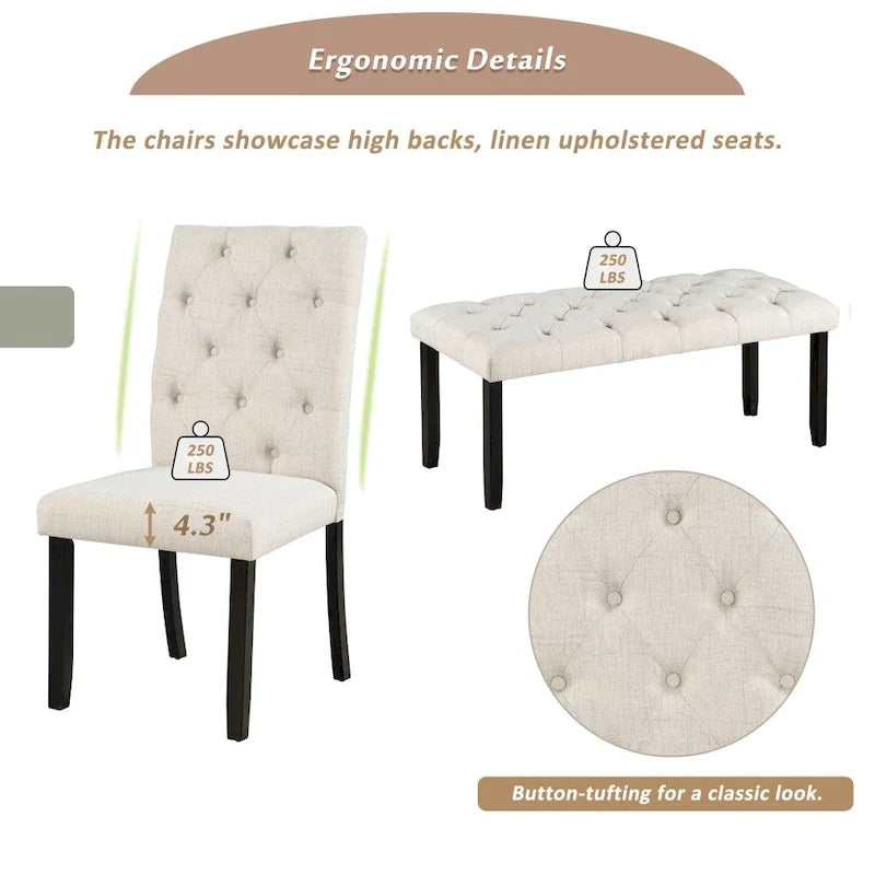 6-Piece Rustic Farmhouse Dining Set 4
