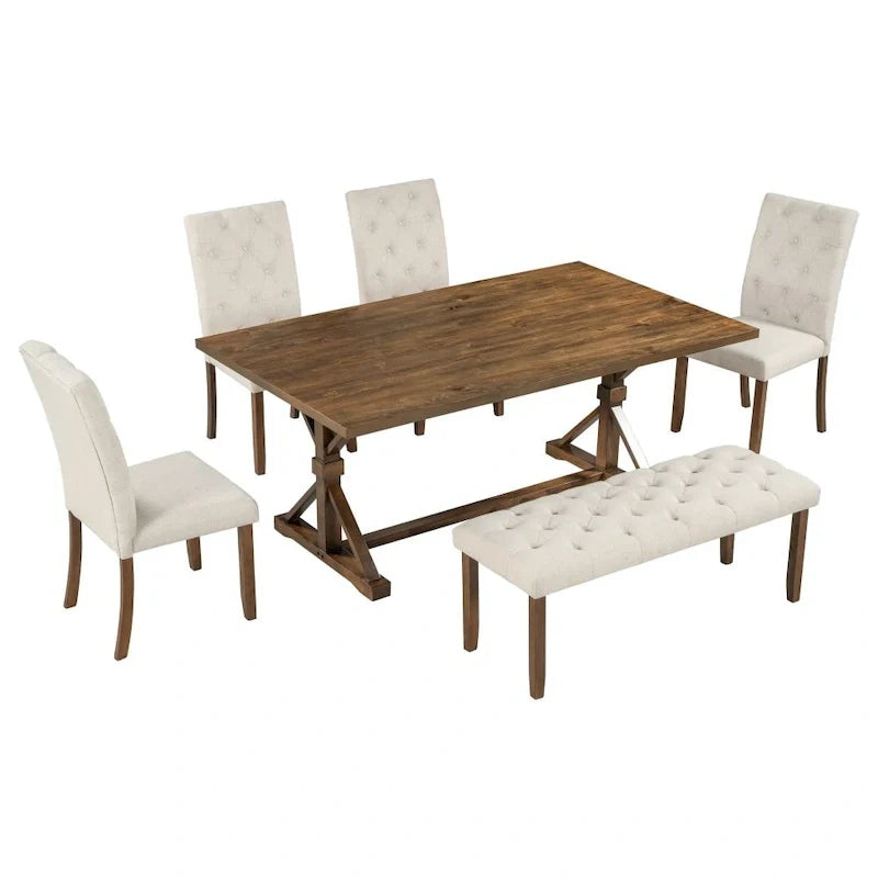 6-Piece Rustic Farmhouse Dining Set 11