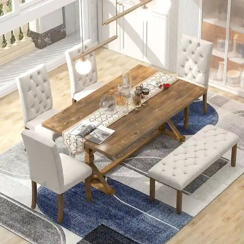 6-Piece Rustic Farmhouse Dining Set 12