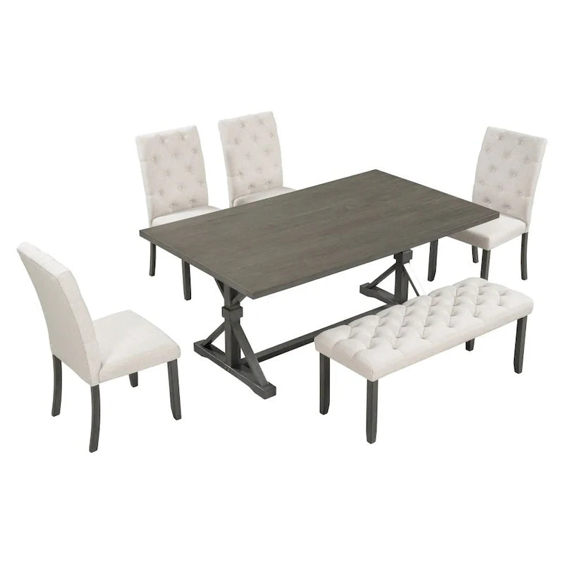 6-Piece Rustic Farmhouse Dining Set 15