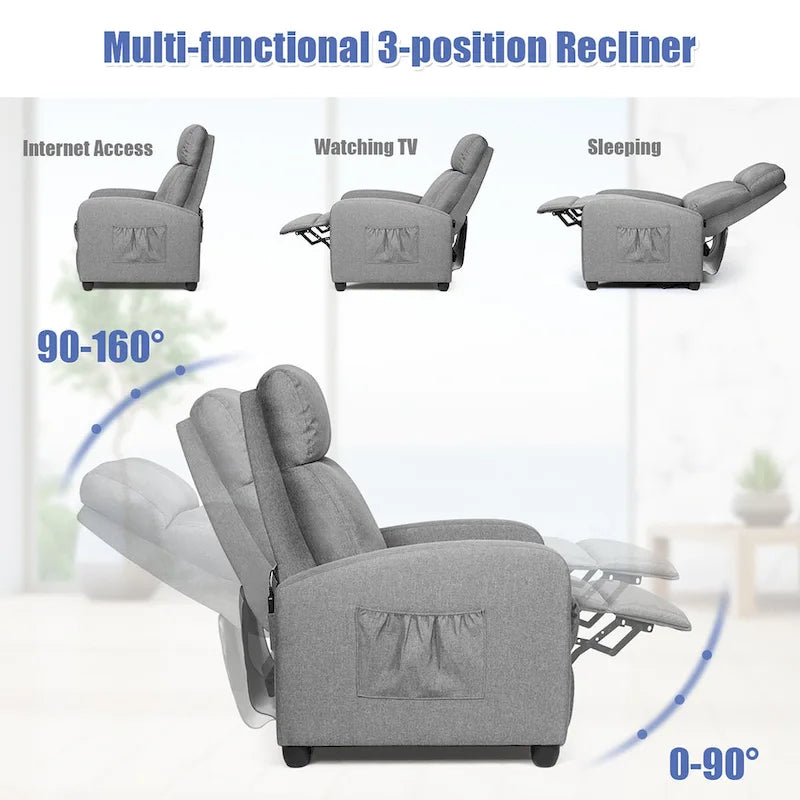 Fabric Reclining Massage Sofa Chair 3