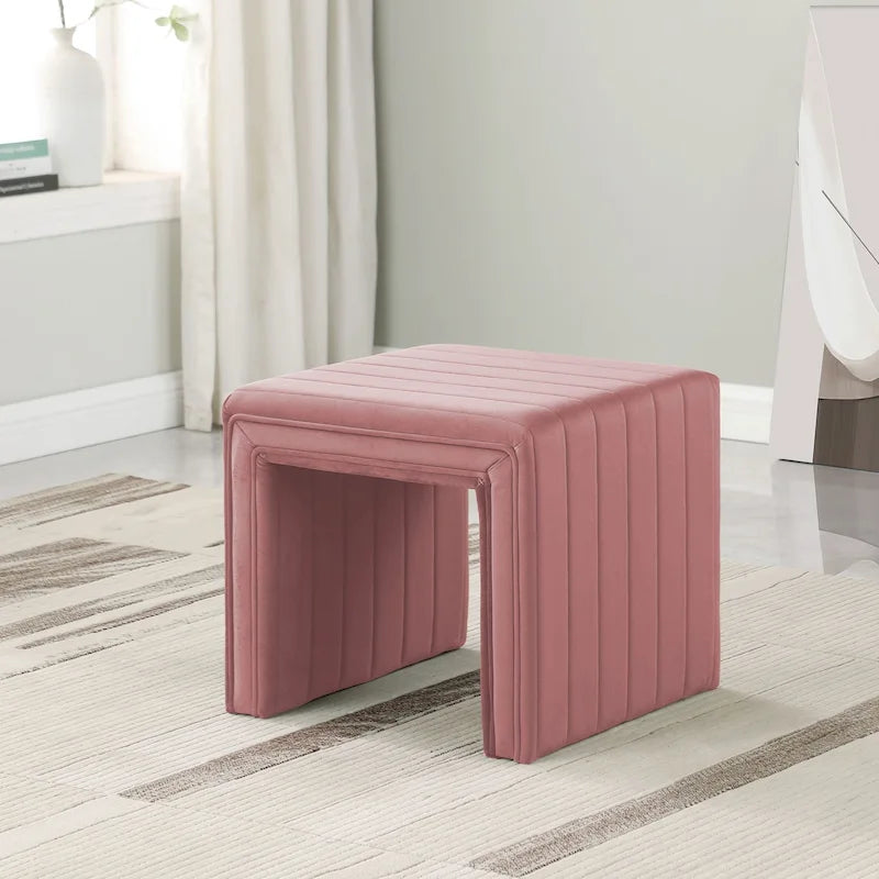 HomePop Contemporary Channel-Designed Ottoman 37