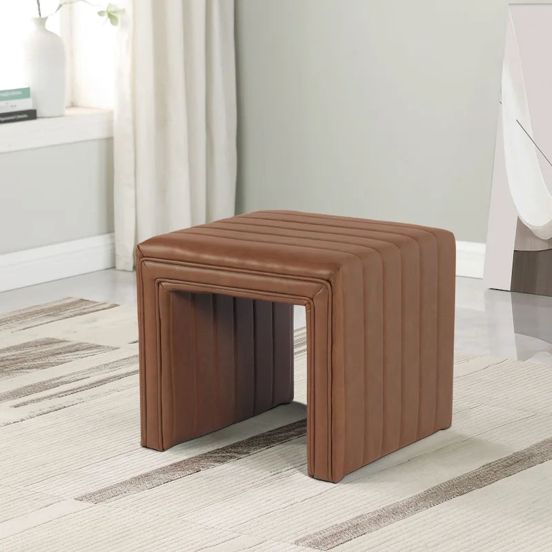 HomePop Contemporary Channel-Designed Ottoman 38