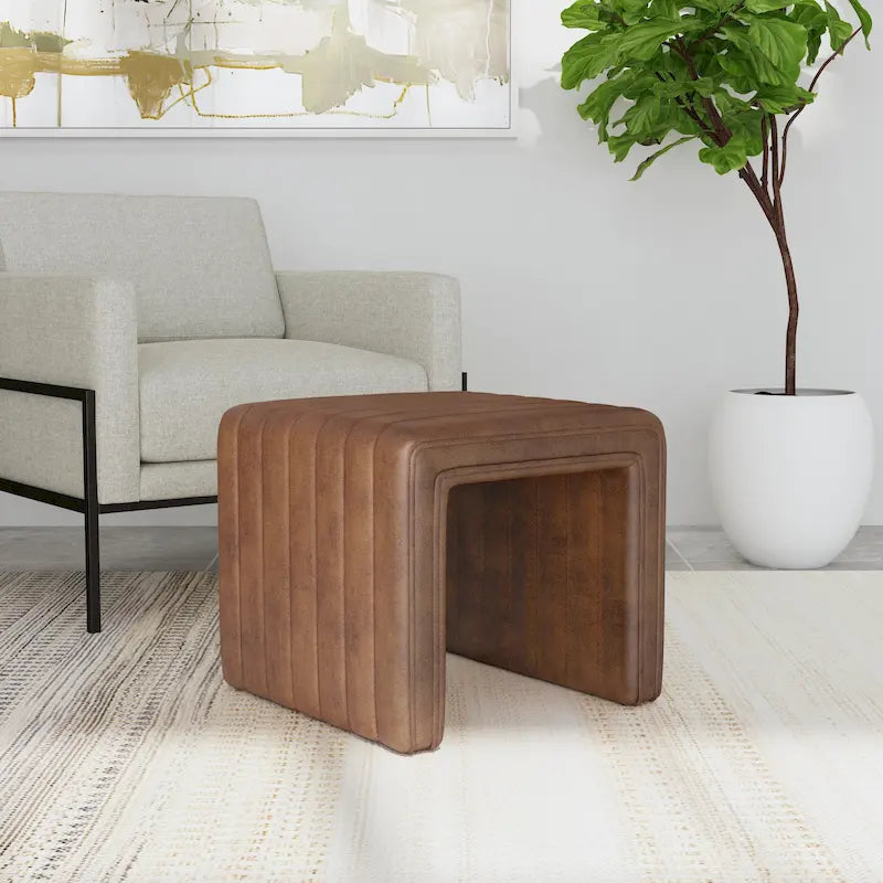 HomePop Contemporary Channel-Designed Ottoman 40