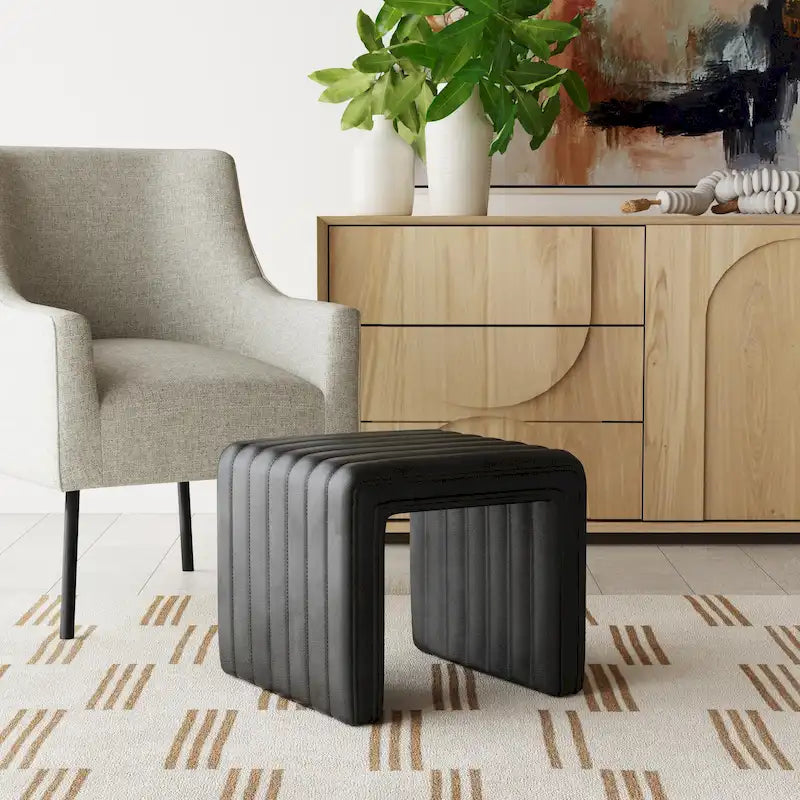 HomePop Contemporary Channel-Designed Ottoman 41
