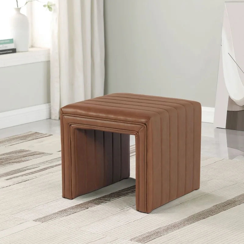 HomePop Contemporary Channel-Designed Ottoman 1
