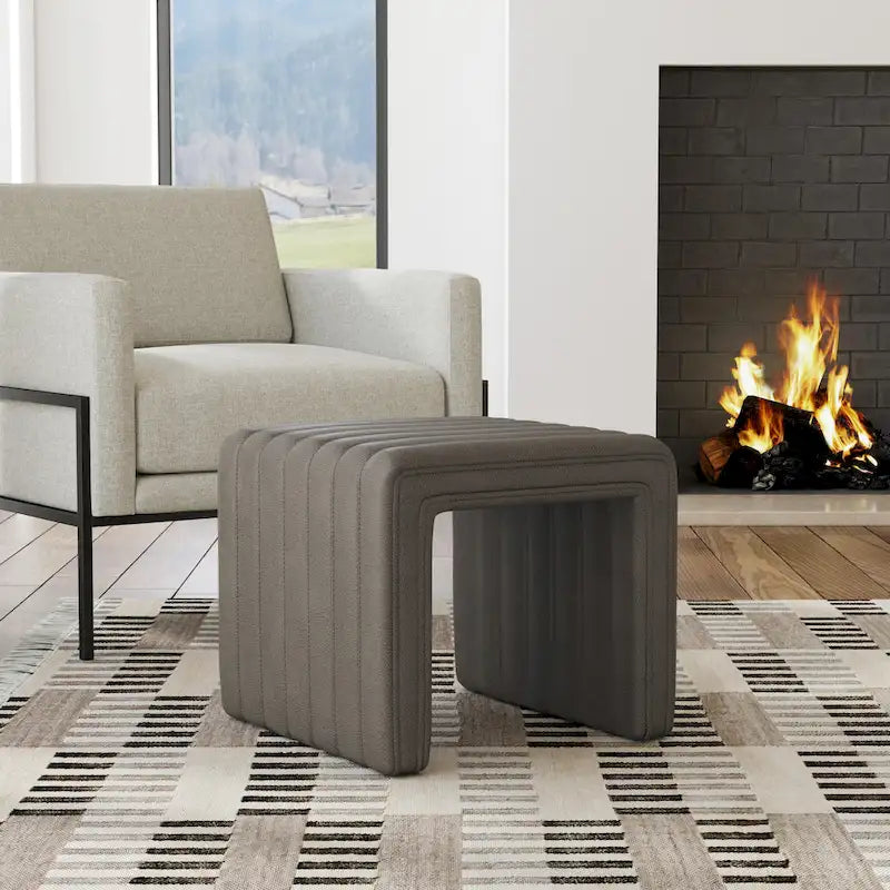 HomePop Contemporary Channel-Designed Ottoman 19
