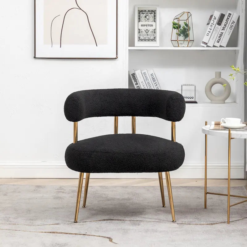 SEYNAR Contemporary Glam Upholstered Open-Back Accent Chair with Gold Legs 36