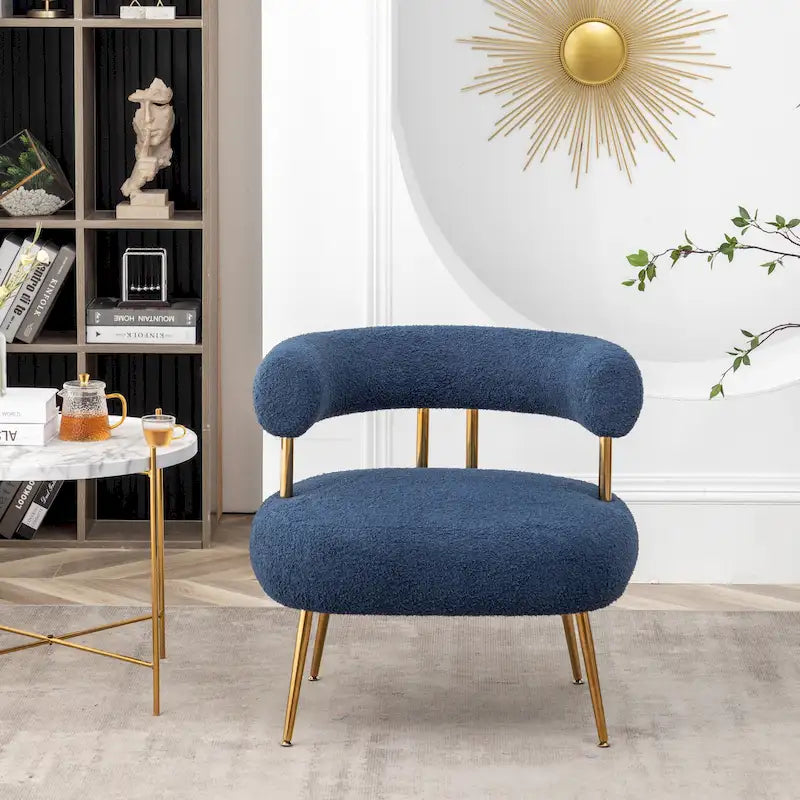SEYNAR Contemporary Glam Upholstered Open-Back Accent Chair with Gold Legs 37