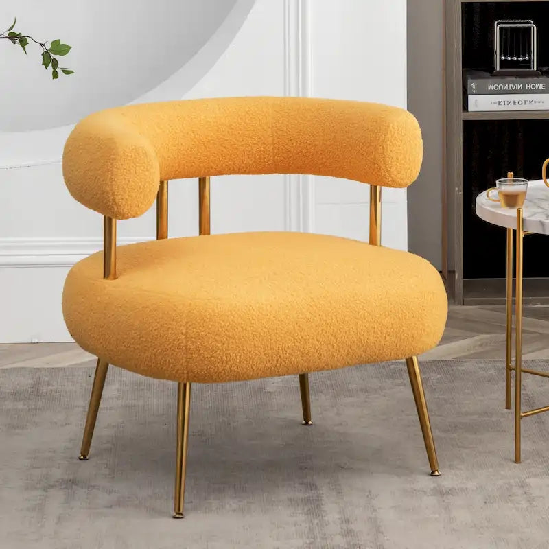 SEYNAR Contemporary Glam Upholstered Open-Back Accent Chair with Gold Legs 38
