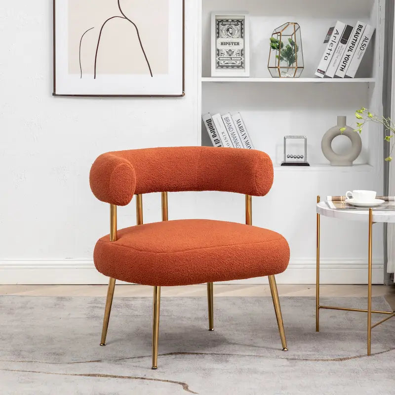 SEYNAR Contemporary Glam Upholstered Open-Back Accent Chair with Gold Legs 40
