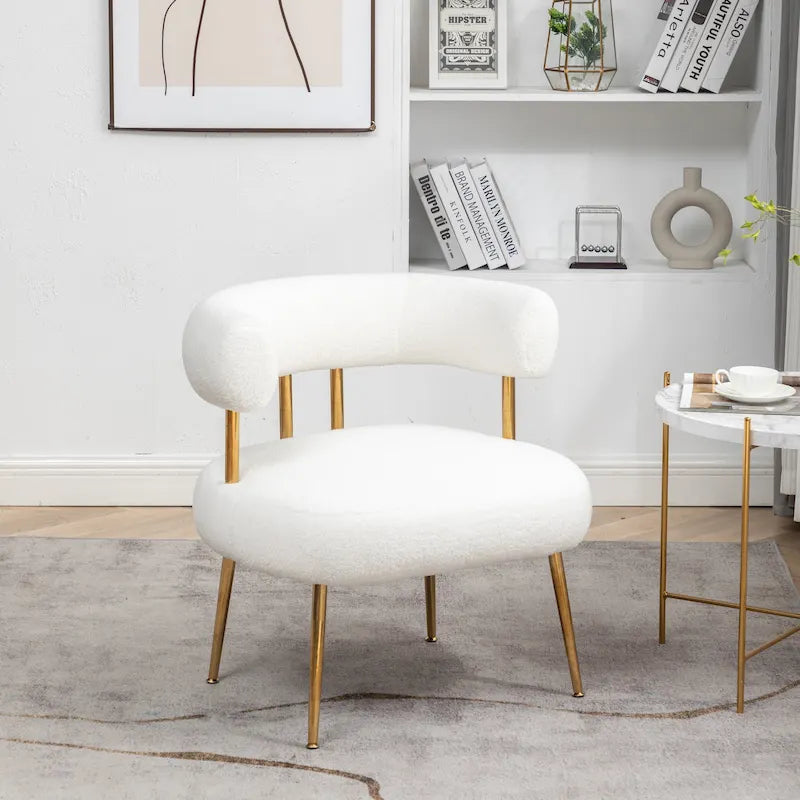 SEYNAR Contemporary Glam Upholstered Open-Back Accent Chair with Gold Legs 41