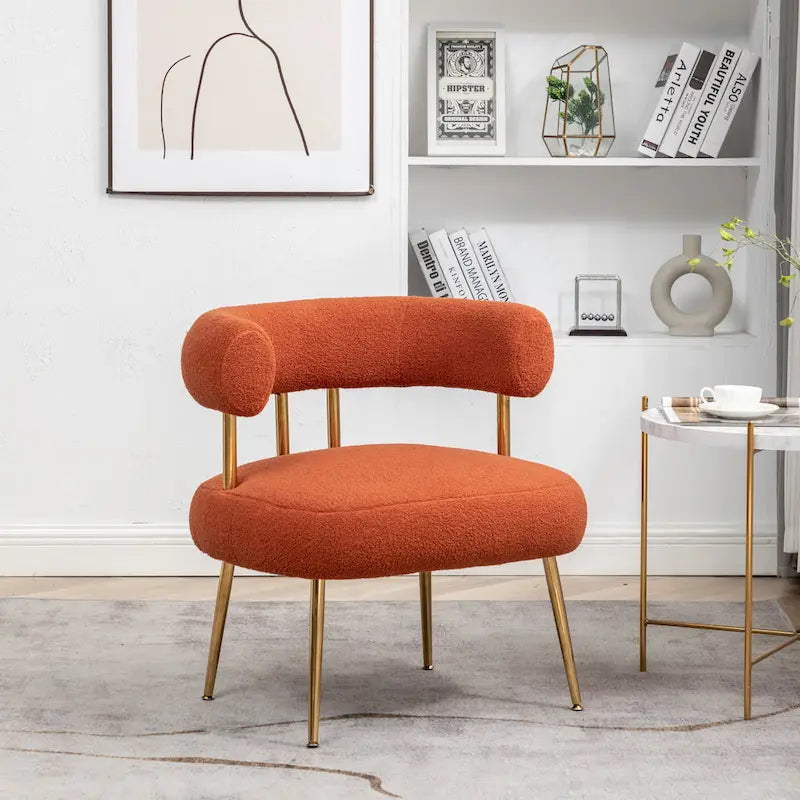 SEYNAR Contemporary Glam Upholstered Open-Back Accent Chair with Gold Legs