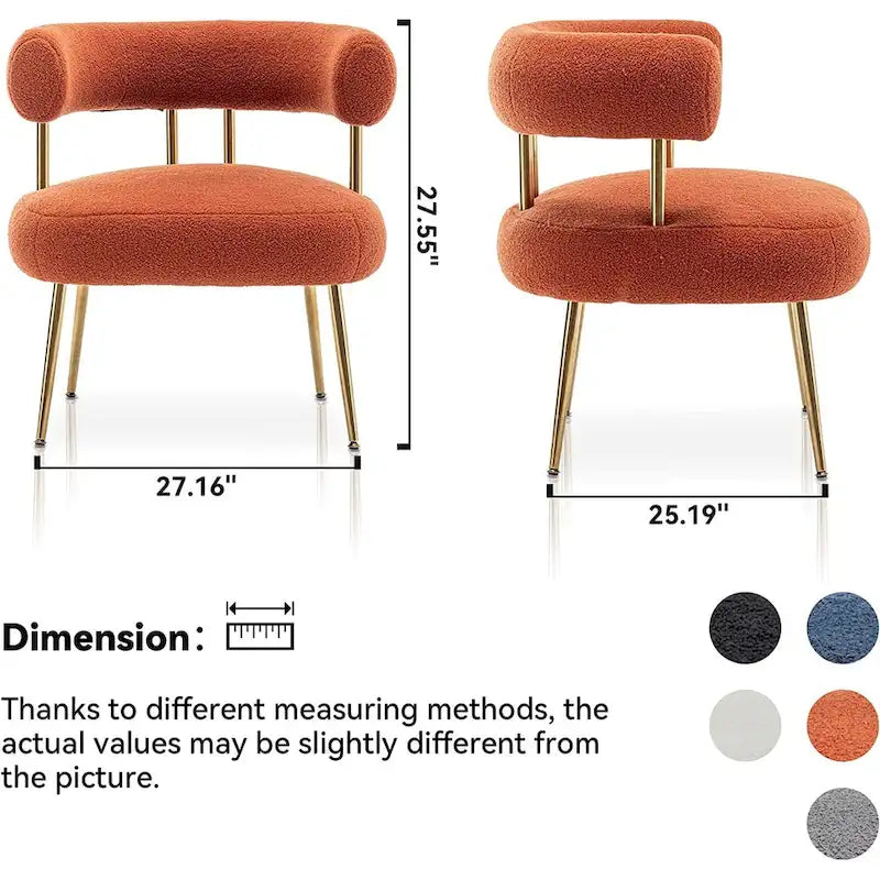 SEYNAR Contemporary Glam Upholstered Open-Back Accent Chair with Gold Legs 5