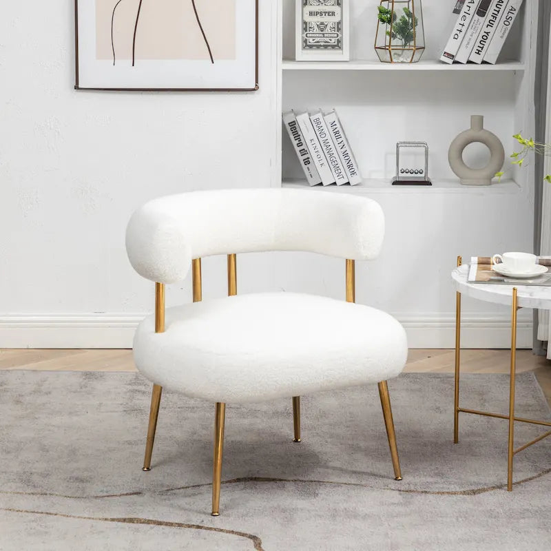 SEYNAR Contemporary Glam Upholstered Open-Back Accent Chair with Gold Legs 6