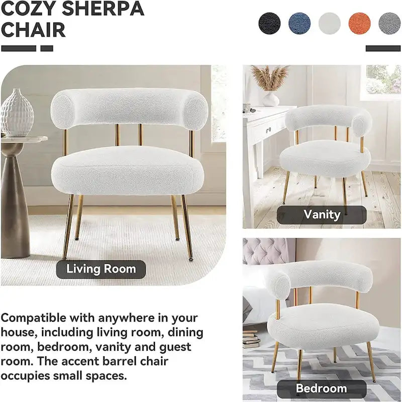 SEYNAR Contemporary Glam Upholstered Open-Back Accent Chair with Gold Legs 7