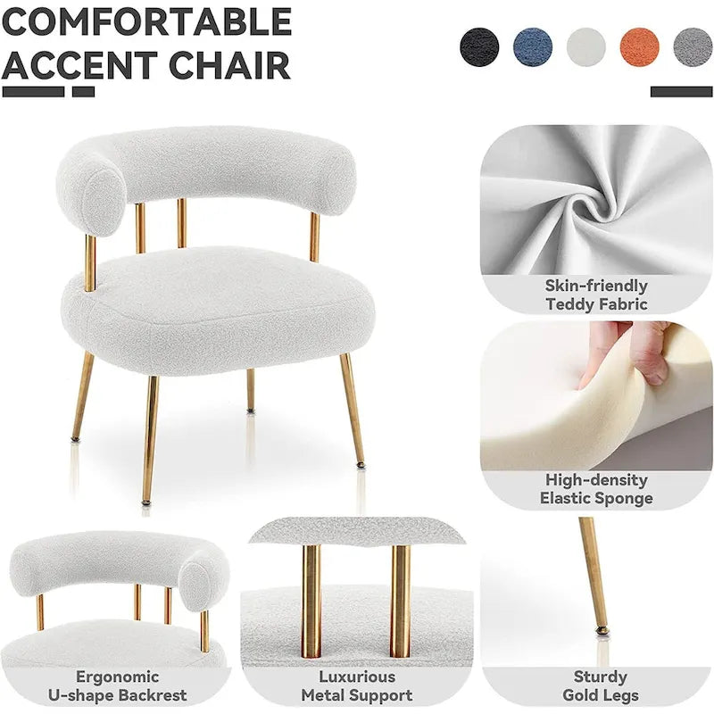 SEYNAR Contemporary Glam Upholstered Open-Back Accent Chair with Gold Legs 8