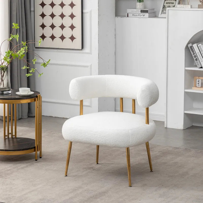 SEYNAR Contemporary Glam Upholstered Open-Back Accent Chair with Gold Legs 11