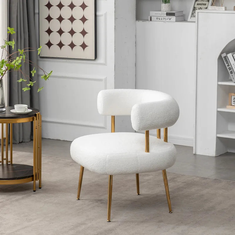 SEYNAR Contemporary Glam Upholstered Open-Back Accent Chair with Gold Legs 12