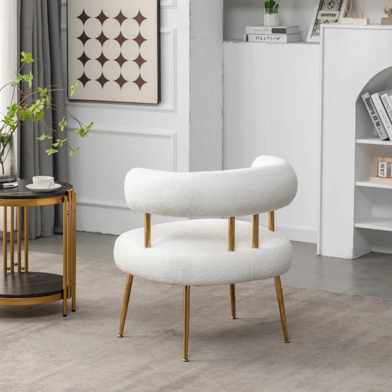 SEYNAR Contemporary Glam Upholstered Open-Back Accent Chair with Gold Legs 13