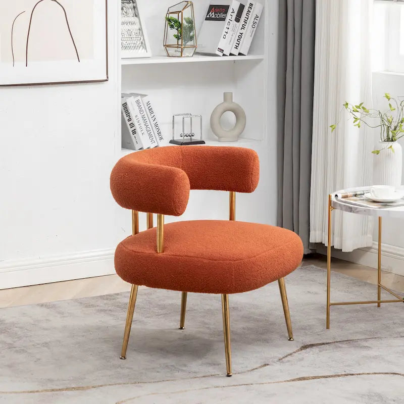 SEYNAR Contemporary Glam Upholstered Open-Back Accent Chair with Gold Legs 20