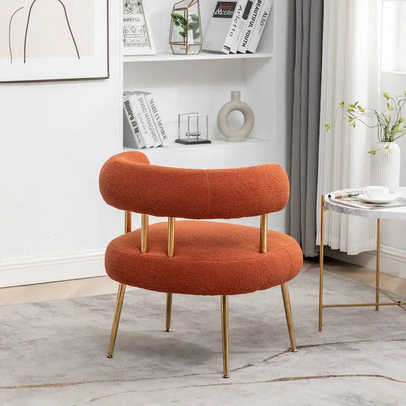 SEYNAR Contemporary Glam Upholstered Open-Back Accent Chair with Gold Legs 21
