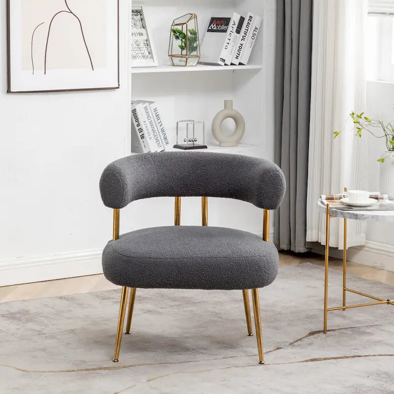 SEYNAR Contemporary Glam Upholstered Open-Back Accent Chair with Gold Legs 34