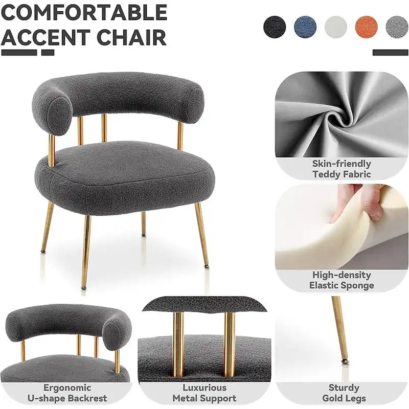 SEYNAR Contemporary Glam Upholstered Open-Back Accent Chair with Gold Legs 35
