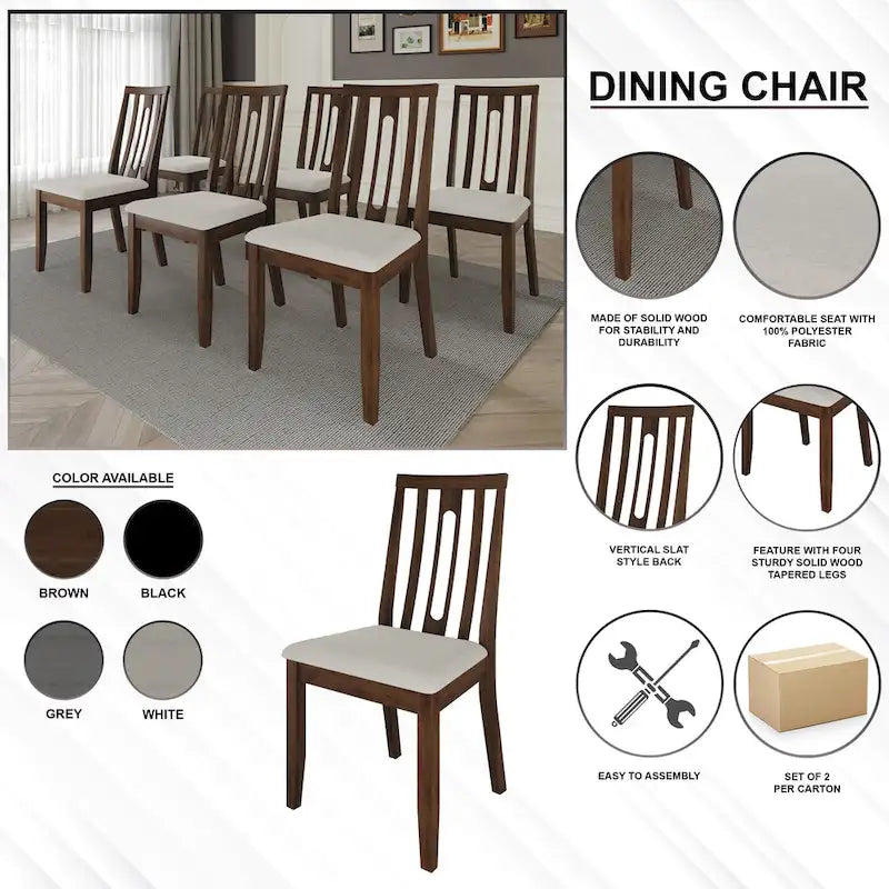 CraftPorch Modern Wooden Dining Chair Set (2 Pieces) - N/A 18