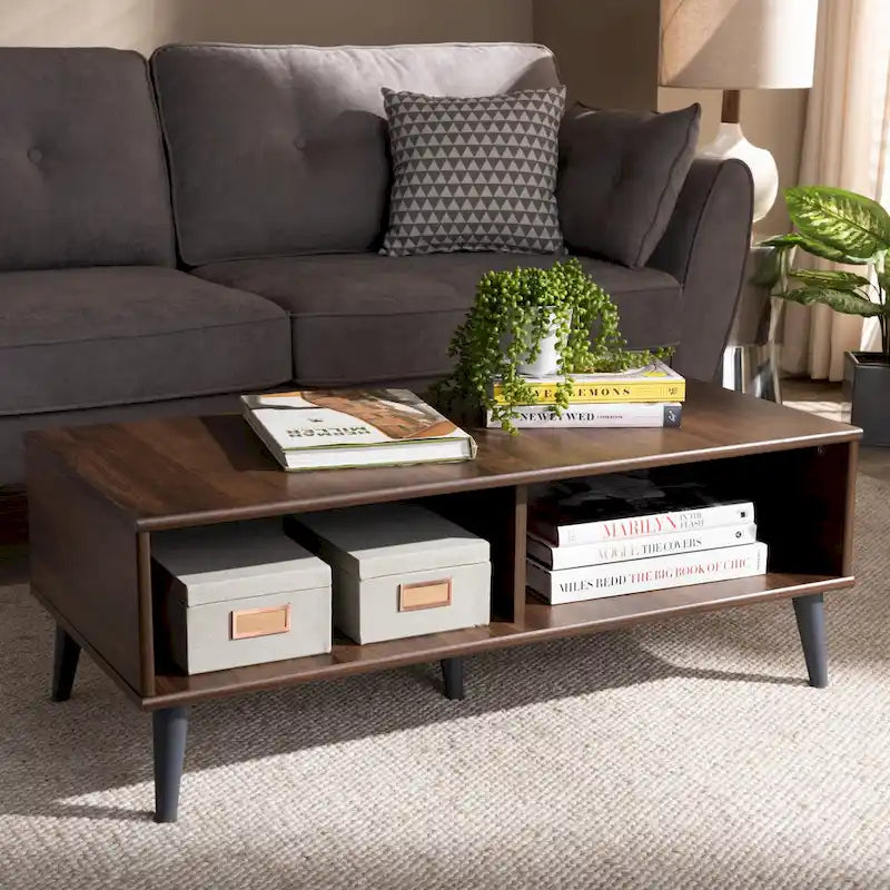 Baxton Studio Mid-Century Modern Brown Coffee Table 1