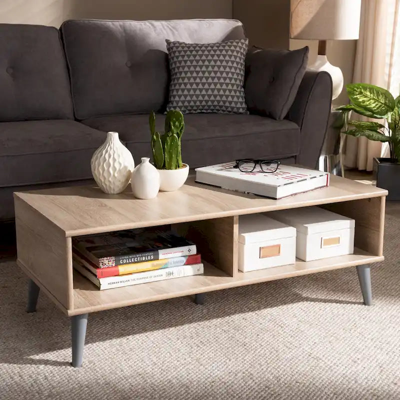 Baxton Studio Mid-Century Modern Brown Coffee Table 2