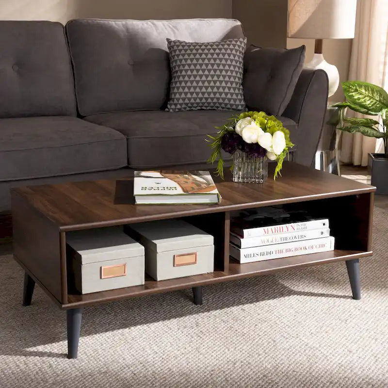 Baxton Studio Mid-Century Modern Brown Coffee Table 8