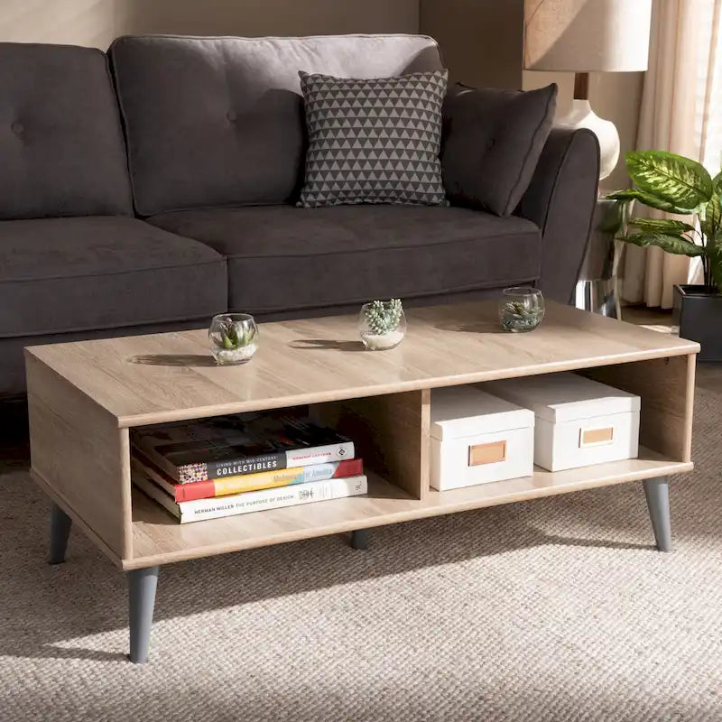 Baxton Studio Mid-Century Modern Brown Coffee Table 14