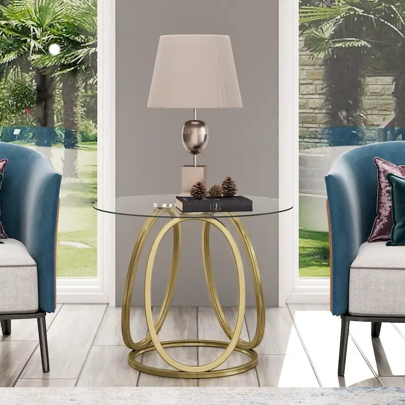 Myhozm Glass Side Table for Living Room with Sturdy Metal Frame 18
