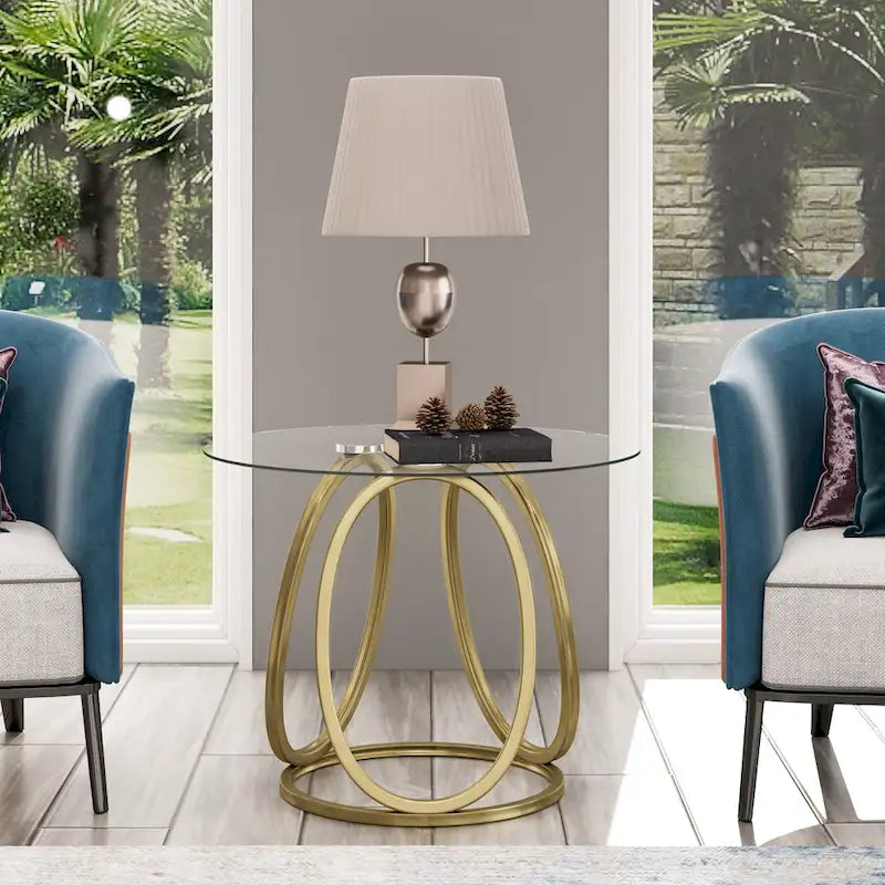 Myhozm Glass Side Table for Living Room with Sturdy Metal Frame 3
