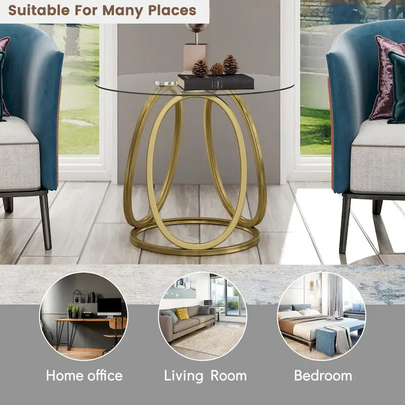 Myhozm Glass Side Table for Living Room with Sturdy Metal Frame 7
