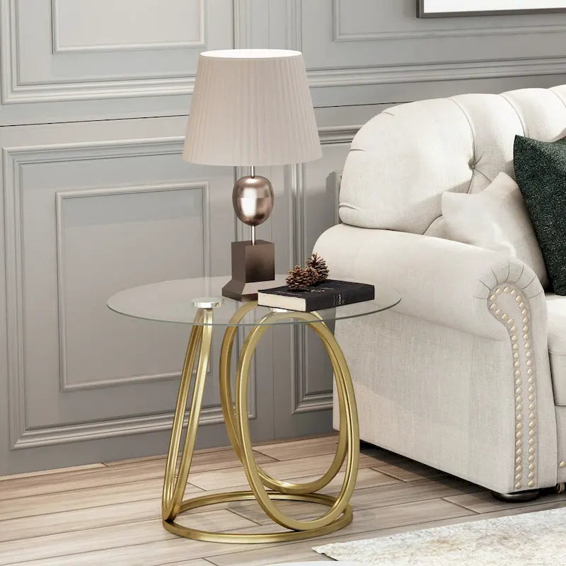 Myhozm Glass Side Table for Living Room with Sturdy Metal Frame 8